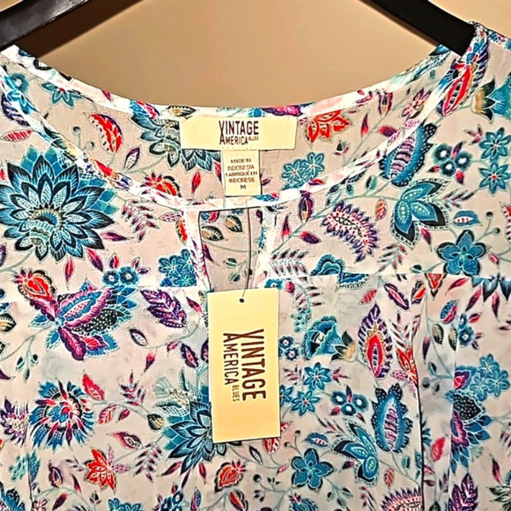 Vintage America pretty sheer top for summer.